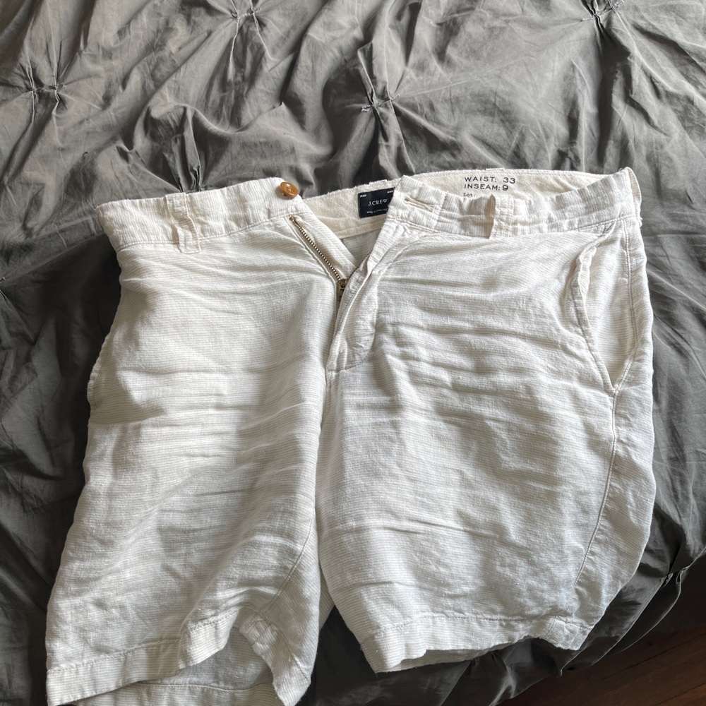 Jcrew white linen shorts